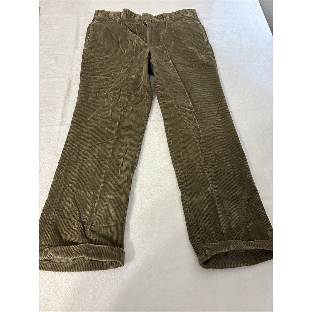 Brooks Brothers Corduroy Pants Mens 42x32 Tan Wide Wale Made In USA Grandpa